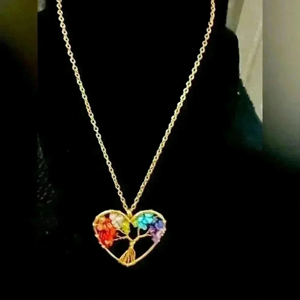Gold Tree of Life Necklace - heart shaped